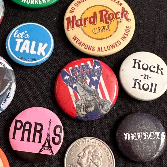LOT of 16 Vintage Buttons - Rock - Political - Message - Advertising - Picture 7 of 10
